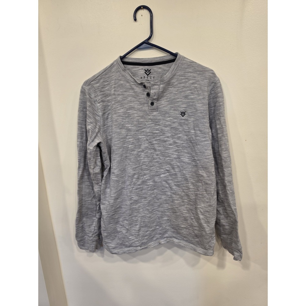 Veece Men's Size L Grey Pullover Cotton Casual Layered